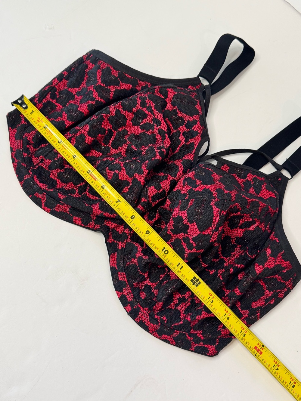 Elomi Nicole Underwire Plunge Cage Bra Size 36L Red Black Lace - Picture 8 of 10
